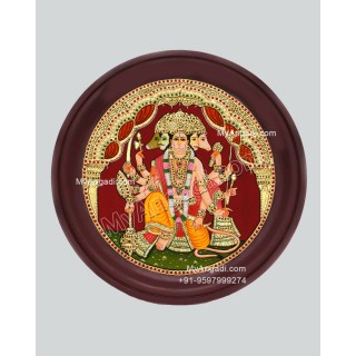 Panchamuga Hanuman Round Tanjore Painting