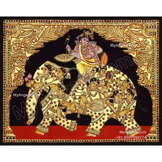 Iyravatham Tanjore Painting, Elephant Tanjore Painting