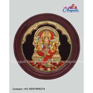 Chowdeshwari Amman Round 3D  Tanjore Painting