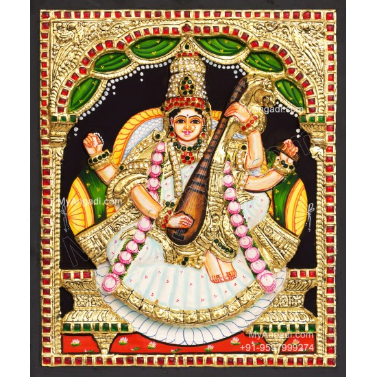 Saraswathi 3D Tanjore Painting