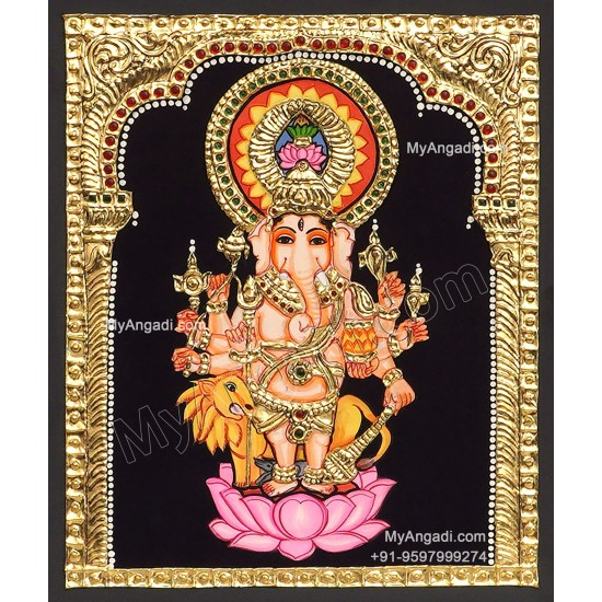Kan Drishti Ganapathi Tanjore Painting