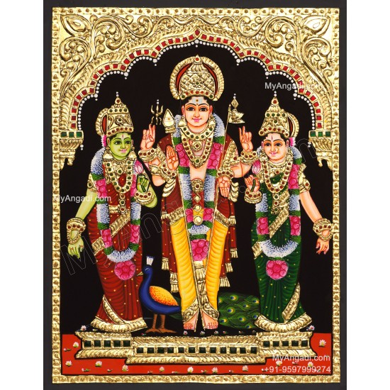 Murugar valli deivanai Tanjore Painting