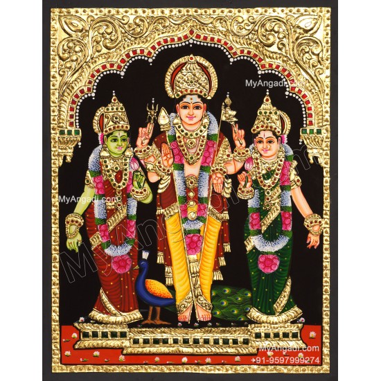 Murugan Valli Deivanai Tanjore Painting