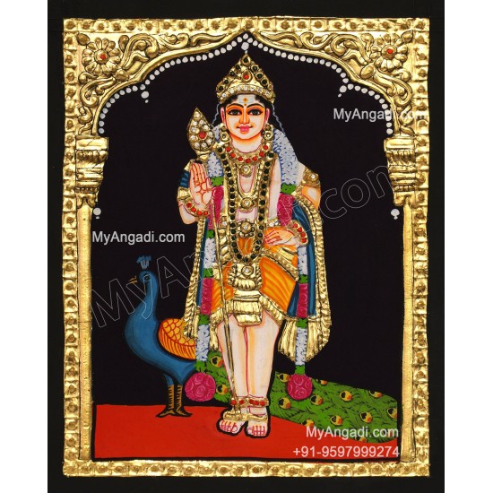 6 God - Ganesha, Lakshmi, Saraswathi, Balaji, Murugan,Kamatchi Tanjore Paintings