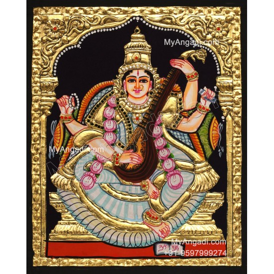 6 God - Ganesha, Lakshmi, Saraswathi, Balaji, Murugan,Kamatchi Tanjore Paintings