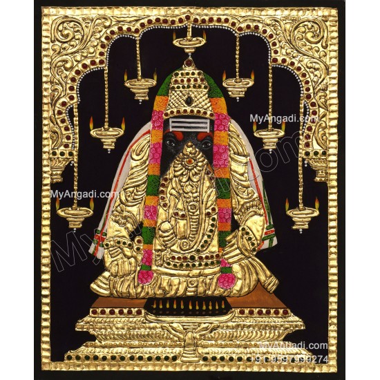 Pillaiyarpatti karpaga Vinayagar Tanjore Painting, Ganesha Tanjore Painting