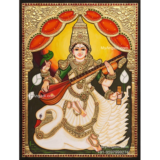 Saraswathi Devi Tanjore Painting