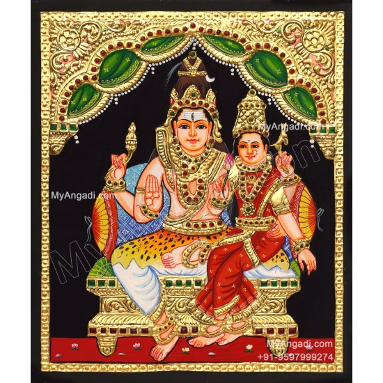 Shivan Parvathi devi Tanjore Painting