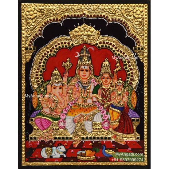 Shiva Parivar Tanjore Painting