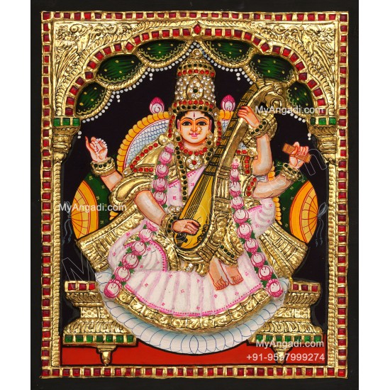 Saraswathi 3D Tanjore Painting