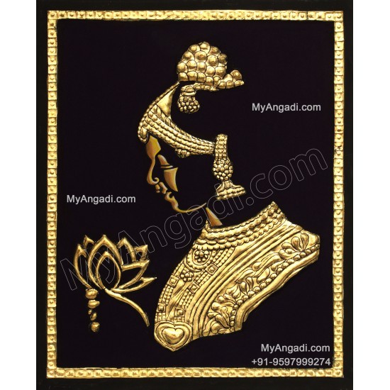 Lady With Flower Tanjore Painting