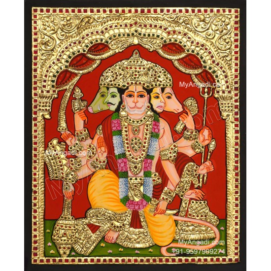 Panchamuga Hanuman Tanjore Painting