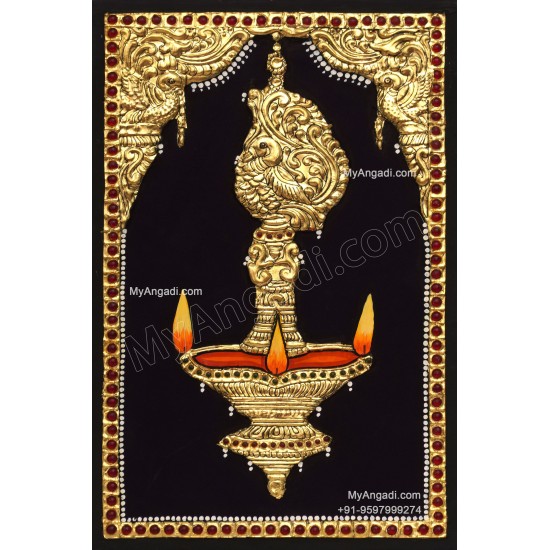 Vilakku Lamp Tanjore Painting