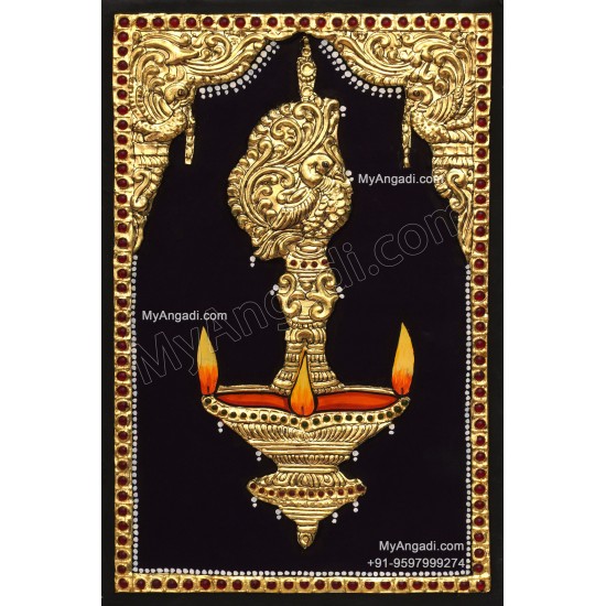 Vilakku Lamp Tanjore Painting