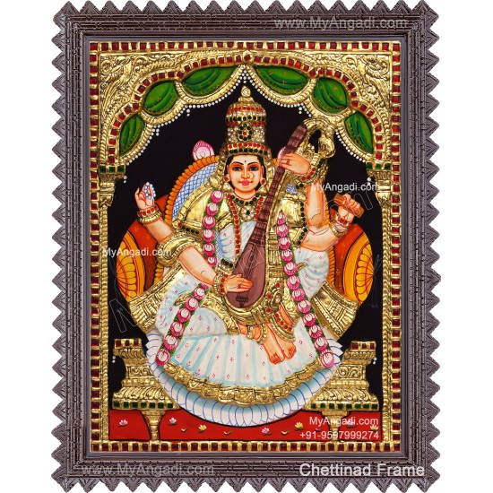 Saraswathi 3D Tanjore Painting