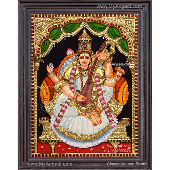 Saraswathi 3D Tanjore Painting