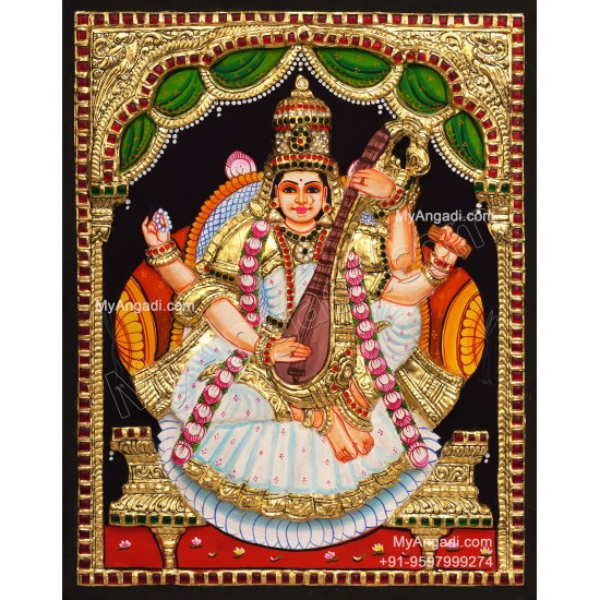 Saraswathi 3D Tanjore Painting