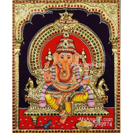 Ganapathi 3D Tanjore Painting Ganapathi 3D Tanjore Painting