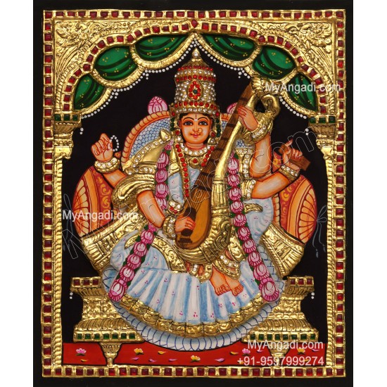 Saraswathi 3D Tanjore Painting