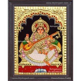 Saraswathi Devi Tanjore Painting