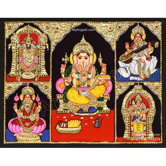 5 Panel  Tanjore Painting