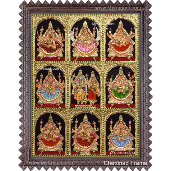 Ashta Lakshmi Tanjore Painting, AshtaLakshmi Tanjore Painting