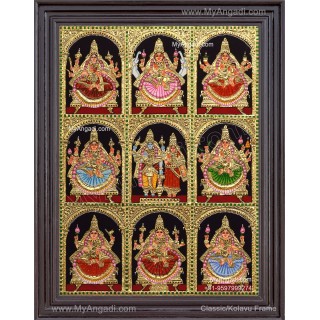 Ashta Lakshmi Tanjore Painting, AshtaLakshmi Tanjore Painting