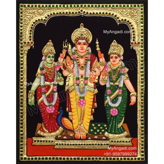  Murugan Valli Deivanai Tanjore Painting