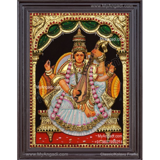 Saraswathi  3D Tanjore Painting