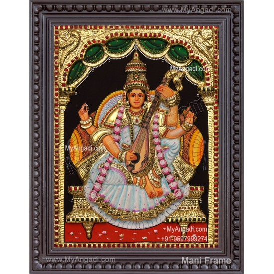 Saraswathi  3D Tanjore Painting