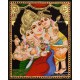 Parvathi Ganesha Murugan Tanjore Painting