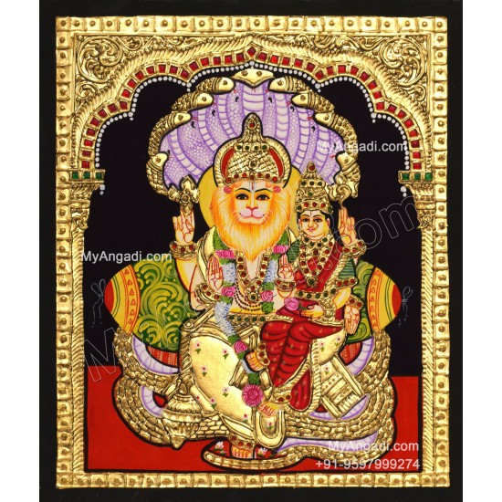 Narasimar Tanjore Painting, Lakshmi Narasimhar Tanjore Painting