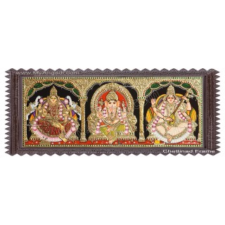 3 Panel Lakshmi Ganesha Saraswathi Tanjore Painting 3 Panel Lakshmi Ganesha Saraswathi Tanjore Painting