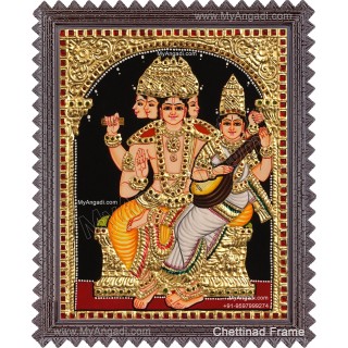 Brahma Saraswathi Tanjore Painting 