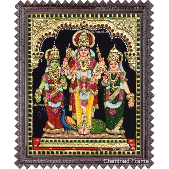 Murugar valli deivanai Tanjore Painting Murugar valli deivanai Tanjore Painting