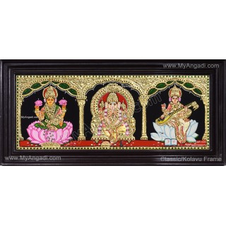 3 Panel  Lakshmi Ganesha Saraswathi Tanjore Painting