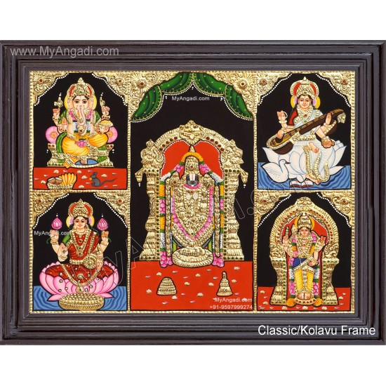 5 God - Ganesha, Lakshmi, Saraswathi, Balaji, Murugan Tanjore Paintings 5 God - Ganesha, Lakshmi, Saraswathi, Balaji, Murugan Tanjore Paintings