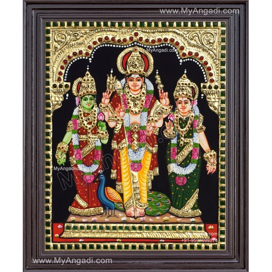 Murugar valli deivanai Tanjore Painting Murugar valli deivanai Tanjore Painting
