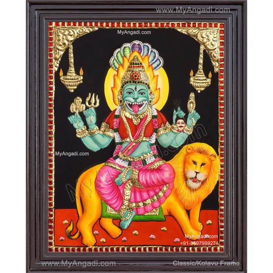 Shri Mata Pratyangira Devi 2D Tanjore Painting