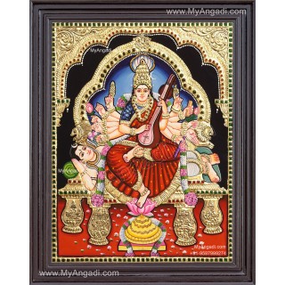 Shri Maha Shodashi Devi Tanjore Painting