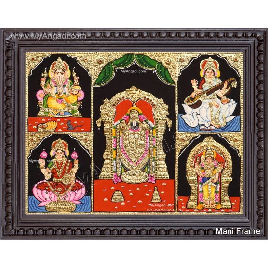 5 God - Ganesha, Lakshmi, Saraswathi, Balaji, Murugan Tanjore Paintings 5 God - Ganesha, Lakshmi, Saraswathi, Balaji, Murugan Tanjore Paintings