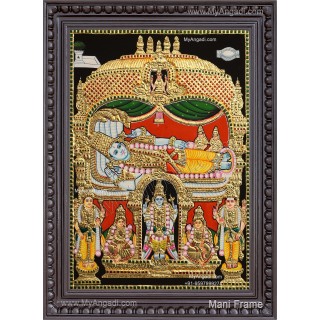 Ranganathar with Sri Devi and Bhu Devi Tanjore Painting Ranganathar with Sri Devi and Bhu Devi Tanjore Painting