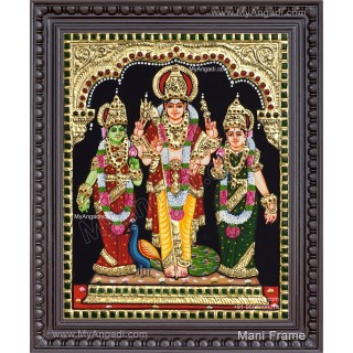 Murugar valli deivanai Tanjore Painting Murugar valli deivanai Tanjore Painting
