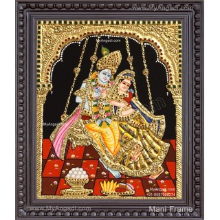 Swing Radha Krishna Tanjore Painting Swing Radha Krishna Tanjore Painting