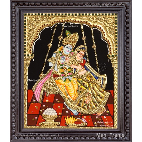 Swing Radha Krishna Tanjore Painting Swing Radha Krishna Tanjore Painting