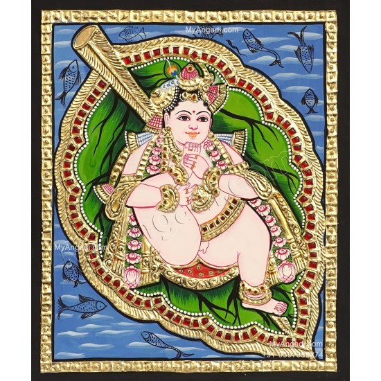 Alilai Krishna Tanjore Painting Alilai Krishna Tanjore Painting