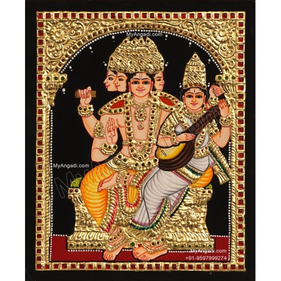 Brahma Saraswathi Tanjore Painting 