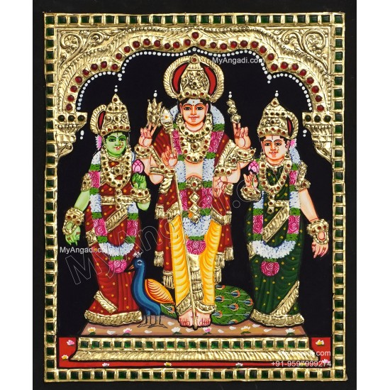 Murugar valli deivanai Tanjore Painting Murugar valli deivanai Tanjore Painting