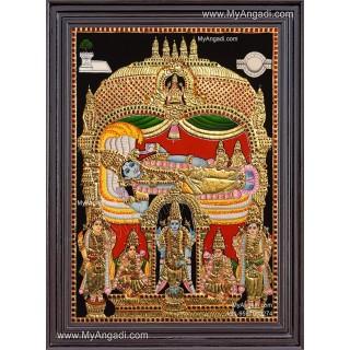 Ranganathar with Sri Devi and Bhu Devi Tanjore Painting