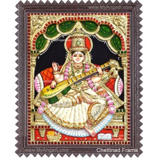 Saraswathi  3D Tanjore Painting